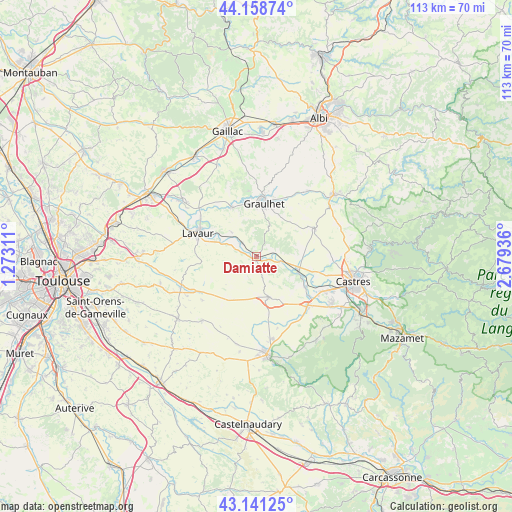 Damiatte on map
