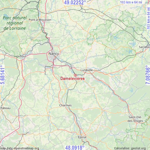 Damelevières on map