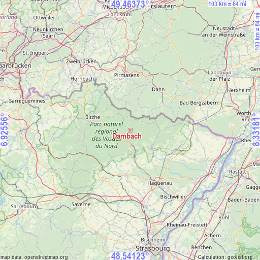 Dambach on map