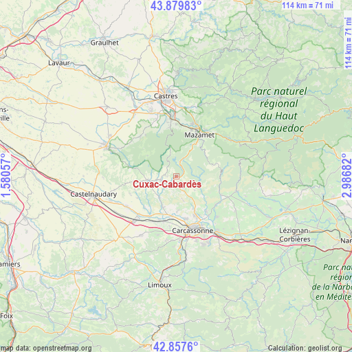 Cuxac-Cabardès on map