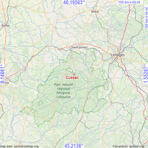 Cussac on map