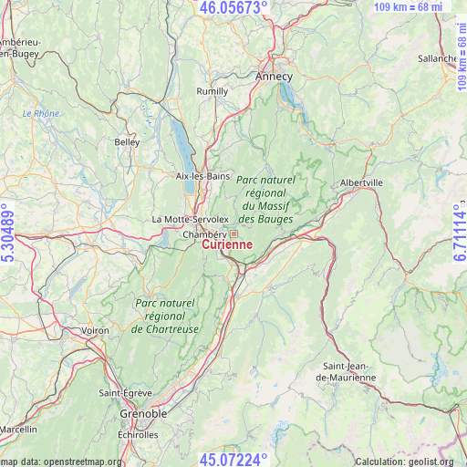 Curienne on map