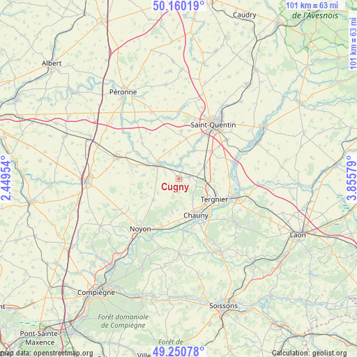 Cugny on map