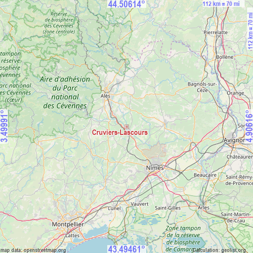 Cruviers-Lascours on map