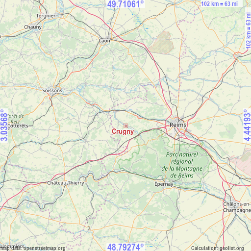 Crugny on map