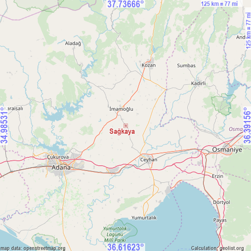 Sağkaya on map