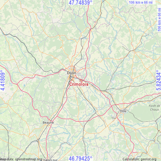 Crimolois on map