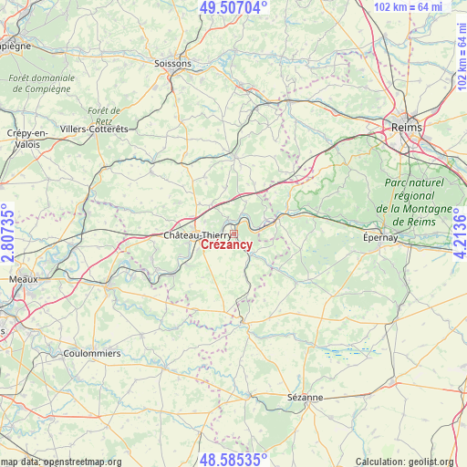 Crézancy on map
