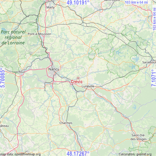 Crévic on map