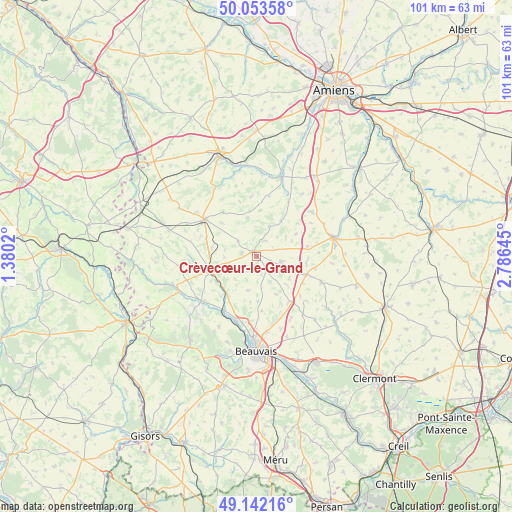 Crèvecœur-le-Grand on map