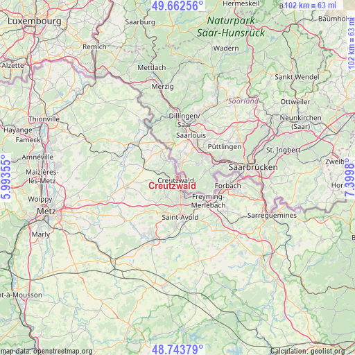 Creutzwald on map