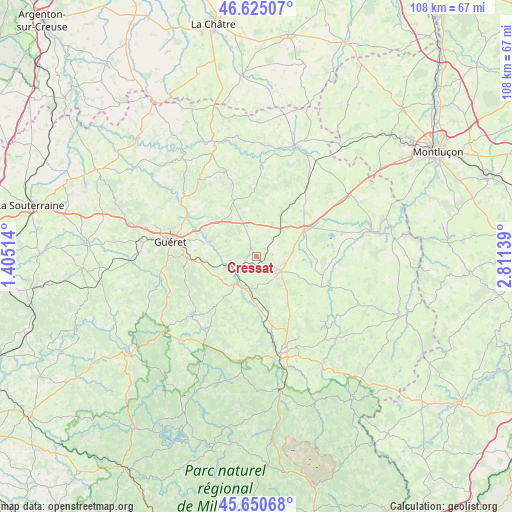 Cressat on map