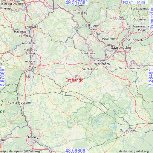 Créhange on map