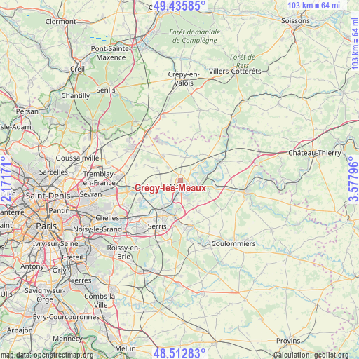 Crégy-lès-Meaux on map