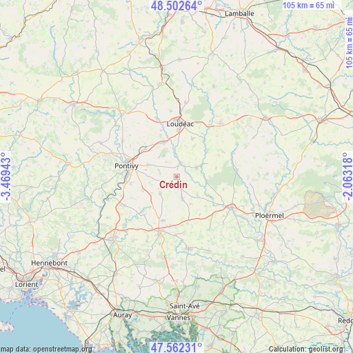 Crédin on map