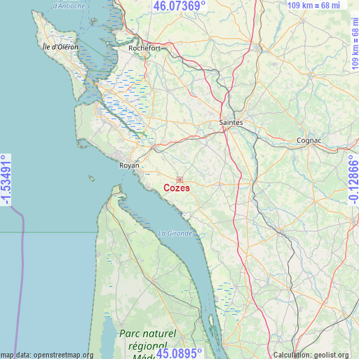 Cozes on map