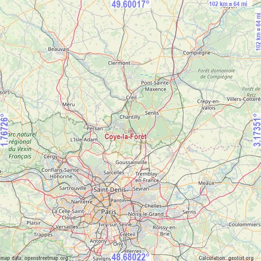 Coye-la-Forêt on map