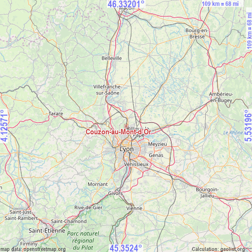 Couzon-au-Mont-d’Or on map