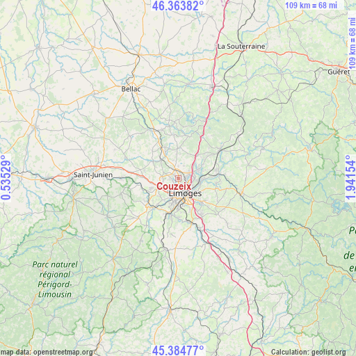 Couzeix on map