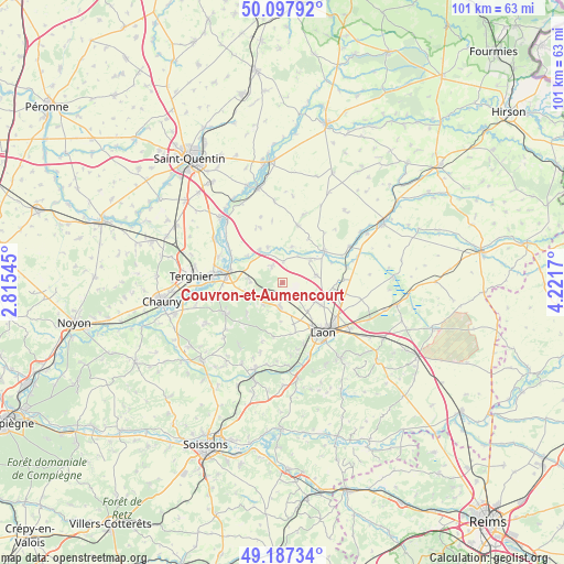 Couvron-et-Aumencourt on map