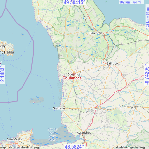 Coutances on map