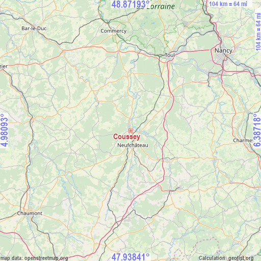 Coussey on map