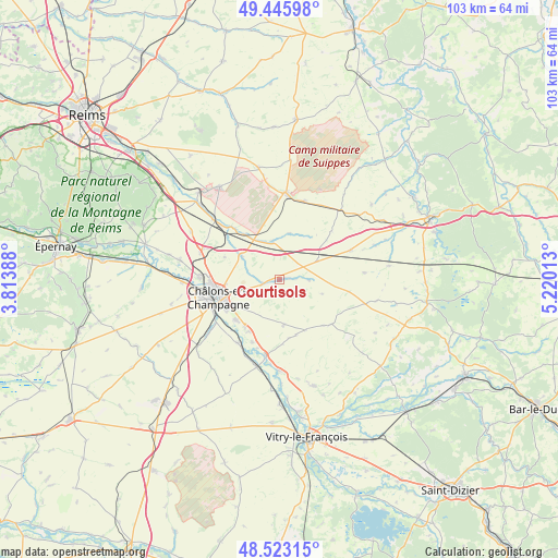 Courtisols on map