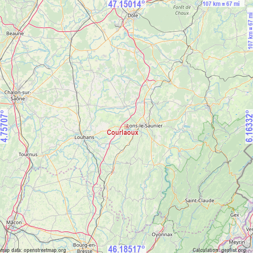 Courlaoux on map