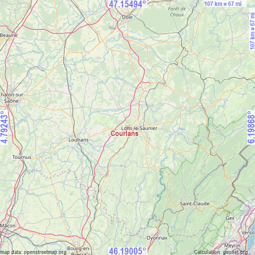 Courlans on map