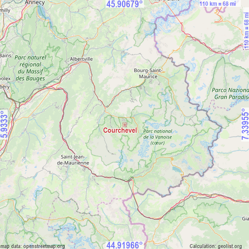 Courchevel on map