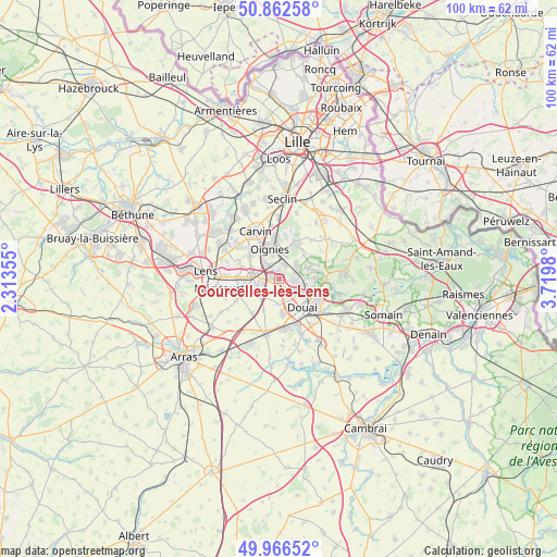 Courcelles-lès-Lens on map