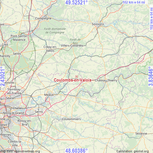 Coulombs-en-Valois on map