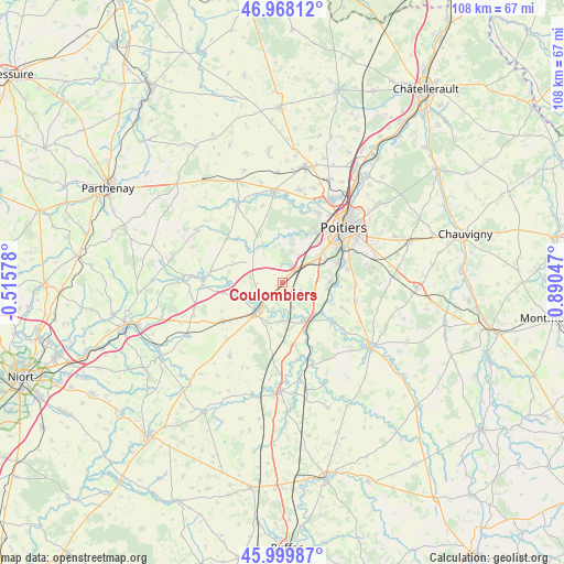 Coulombiers on map