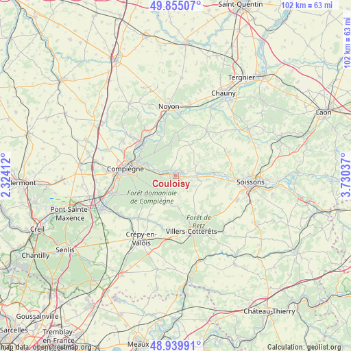 Couloisy on map