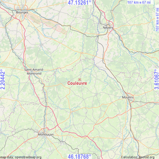 Couleuvre on map