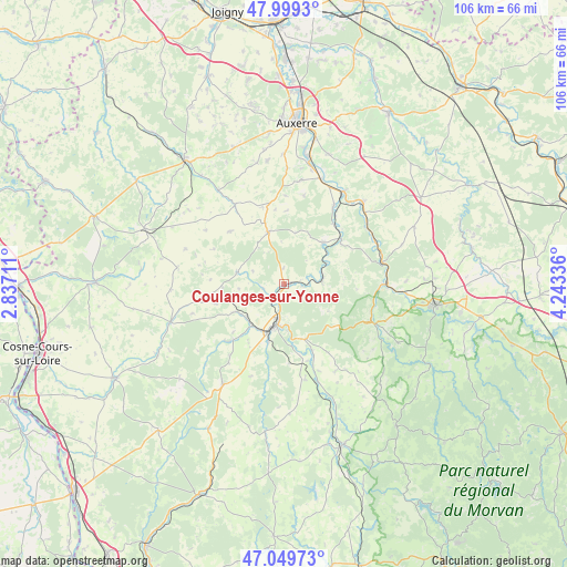 Coulanges-sur-Yonne on map