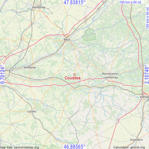 Couddes on map