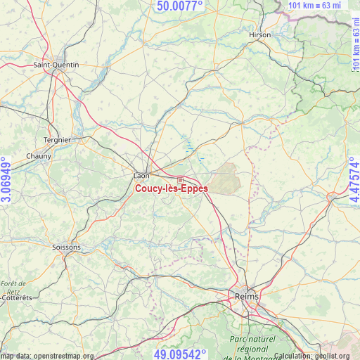 Coucy-lès-Eppes on map