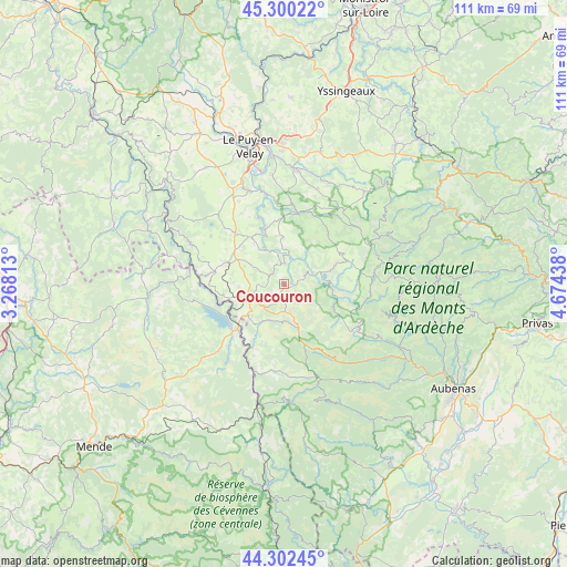 Coucouron on map