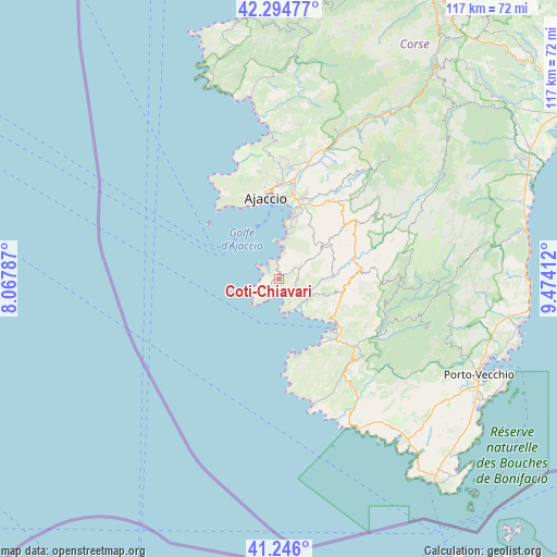 Coti-Chiavari on map