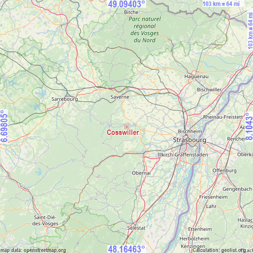 Cosswiller on map