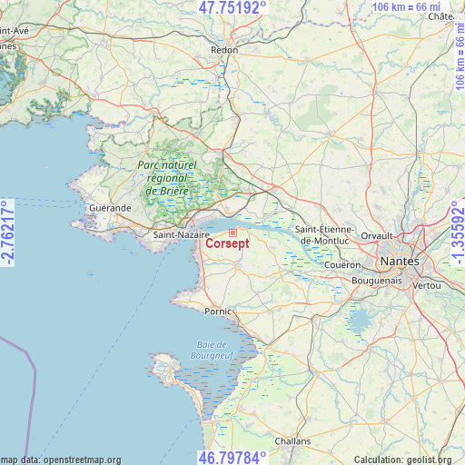 Corsept on map