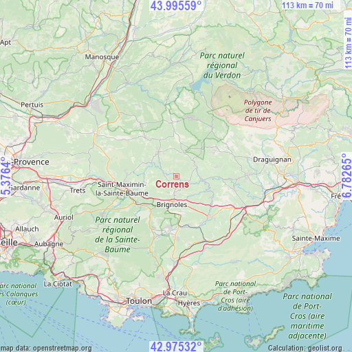 Correns on map