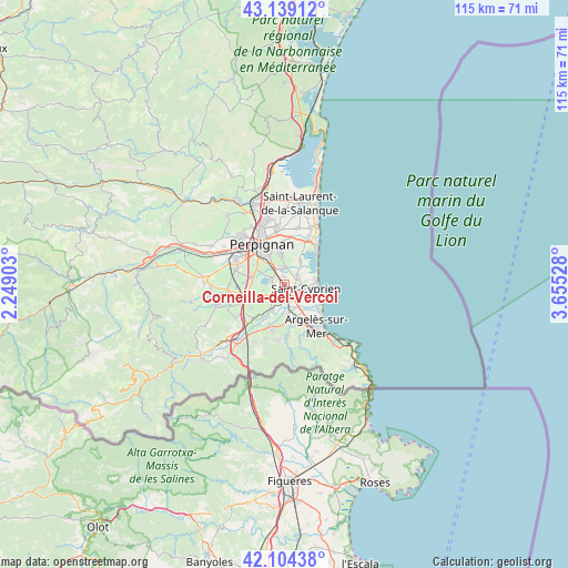 Corneilla-del-Vercol on map