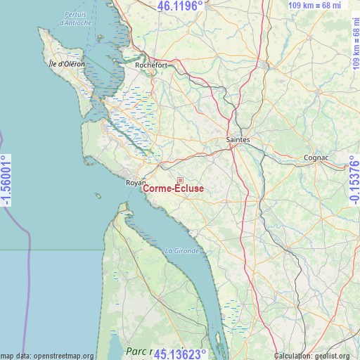 Corme-Écluse on map