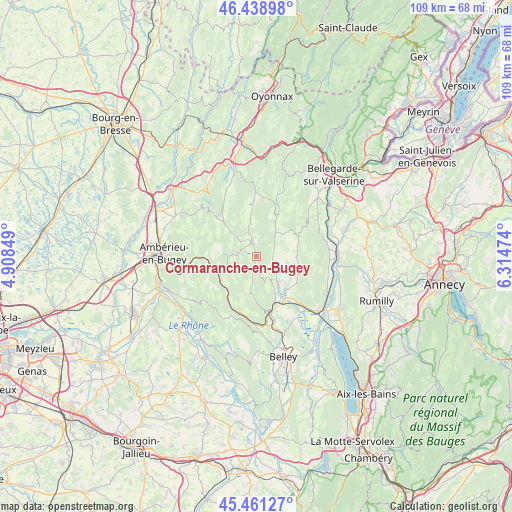 Cormaranche-en-Bugey on map