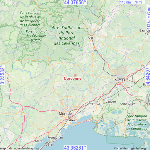 Corconne on map