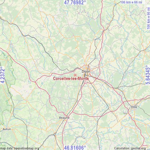 Corcelles-les-Monts on map