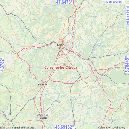 Corcelles-lès-Cîteaux on map