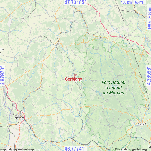 Corbigny on map